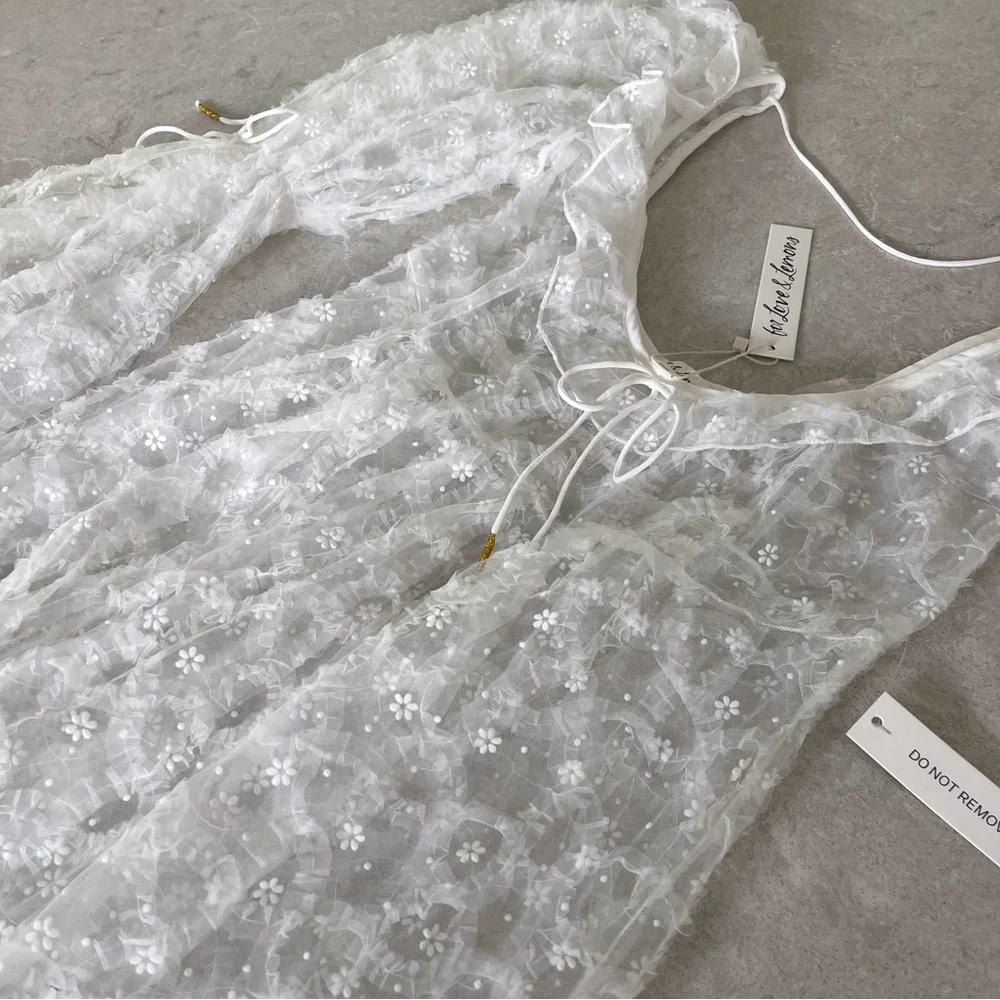 For Love And Lemons Kalea Tulle Maxi Dress white sheer tulle dress - size small - Picture 14 of 17